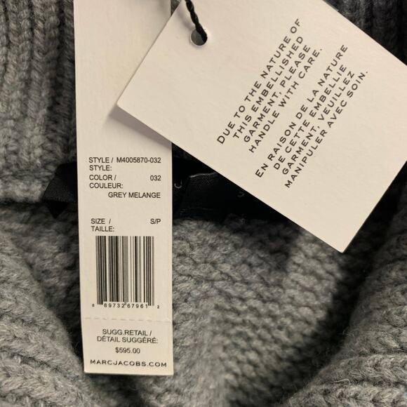 MARC JACOBS Size S Grey Cashmere / Wool Knitted Snaps Jacket - Picture 6 of 7